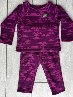 LL Bean baby fleece set size 6-12M Mountain Print Infants Fitness Warm Cozy